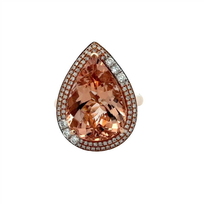 14 Karat Rosé Lady's Halo Gemstone Fasion Ring