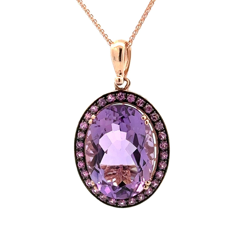 14 Karat Rosé Halo Gemstone Pendant