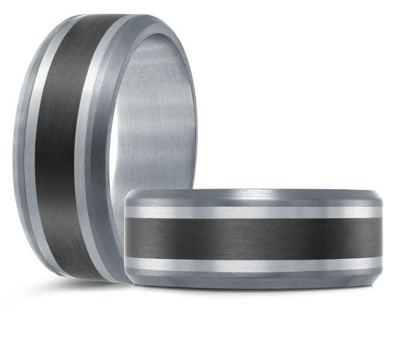 TANTALUM Two Tone Comfort Fit Wedding Band