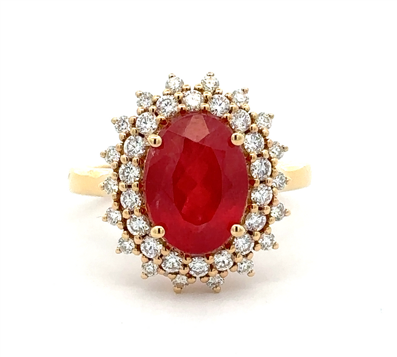 18 Karat Yellow Lady's Halo Gemstone Fasion Ring