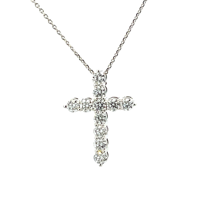 14 Karat White Cross Lab Grown Diamond Pendants