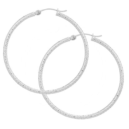 14 Karat White Large Hoop Earrings