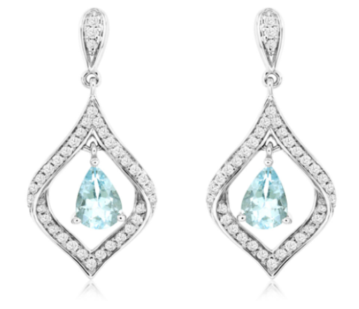 14 Karat White Aquas Gemstone Earrings