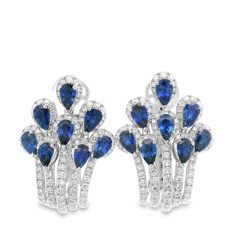 14 Karat White Sapphires Gemstone Earrings