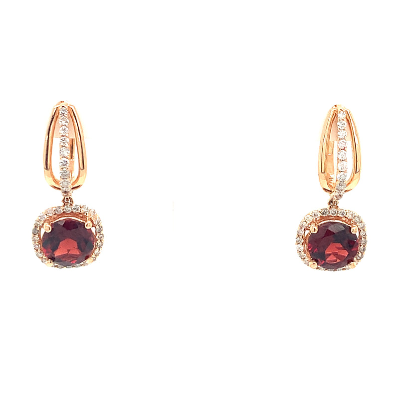14 Karat Rosé Garnets Gemstone Earrings