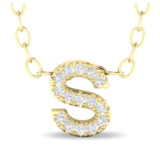 10 Karat Yellow Initial Diamond Pendant