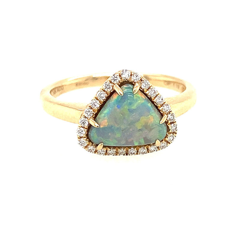 14 Karat Yellow Lady's Halo Gemstone Fasion Ring