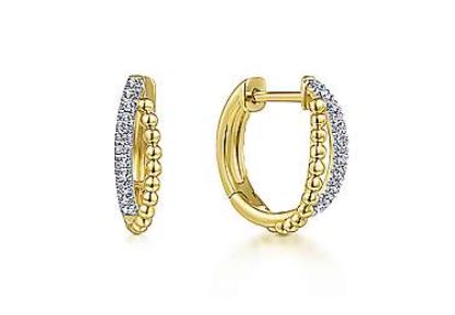 14 Karat Yellow Huggie Diamond Earrings