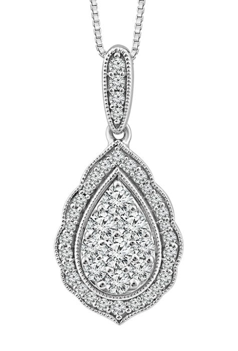 10 Karat White Cluster Diamond Pendant