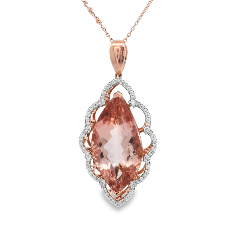 14 Karat Rosé Halo Gemstone Pendant