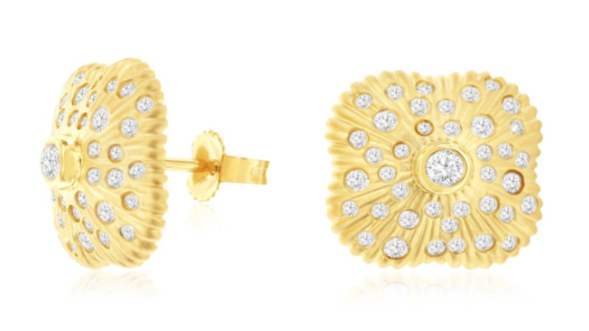 14 Karat Yellow Stud Diamond Earrings