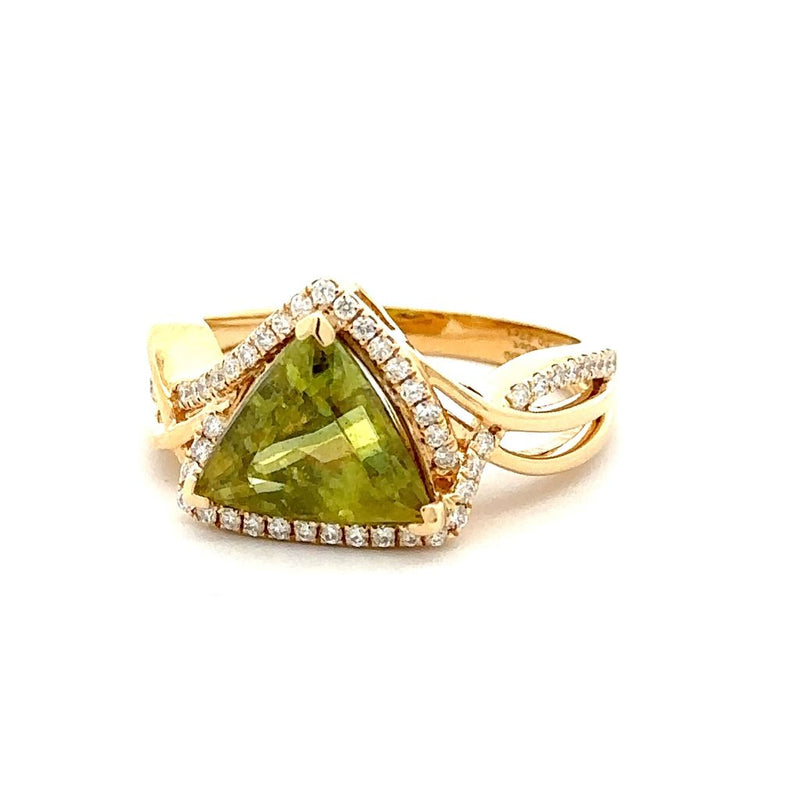 18 Karat Yellow Lady's Halo Gemstone Fasion Ring