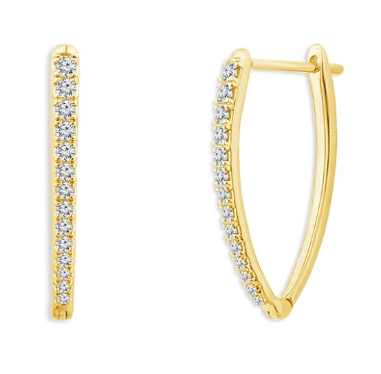 14 Karat Yellow Small Hoop Diamonds Earrings