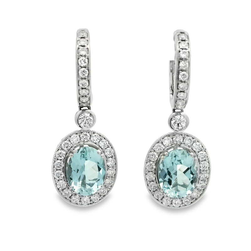 14 Karat White Aquas Gemstone Earrings