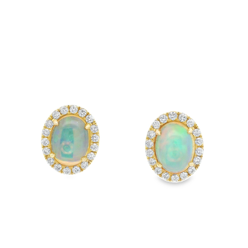 14 Karat Yellow Opals Gemstone Earrings