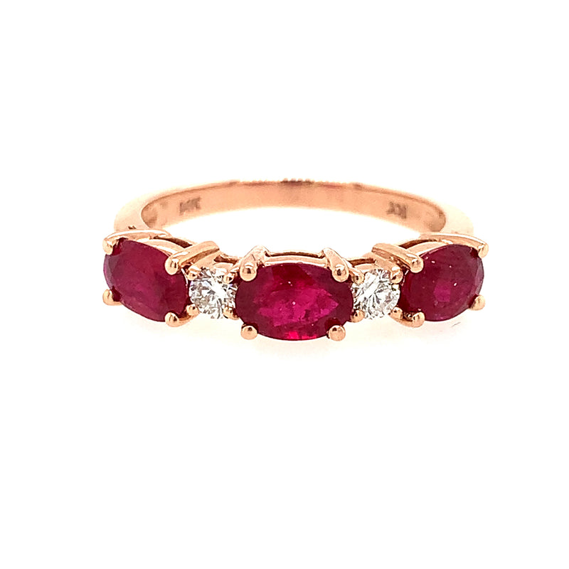 14 Karat Rosé Lady's 5 Stone Gemstone Fasion Ring