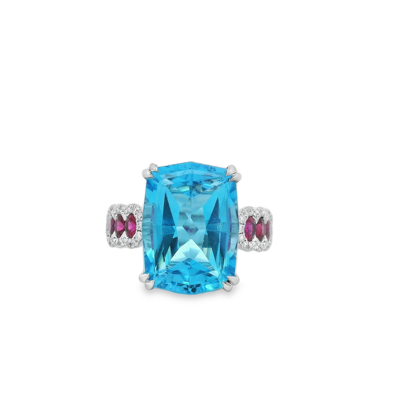 14 Karat White Lady's Contemporary Gemstone Fasion Ring