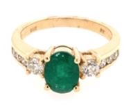 14 Karat Yellow Lady's 3 Stone Gemstone Fasion Ring