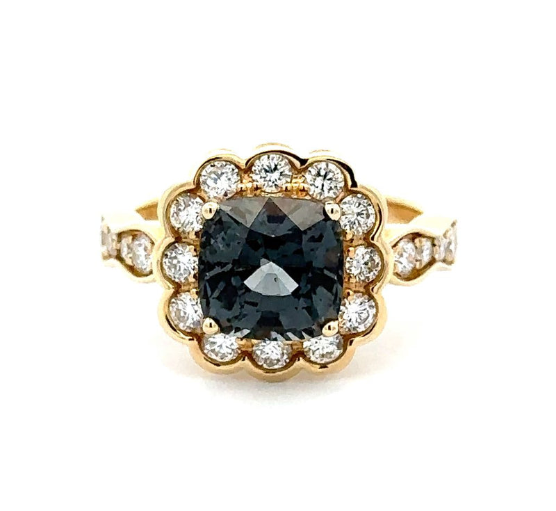 14 Karat Yellow Lady's Halo Gemstone Fasion Ring