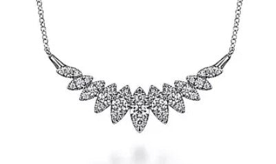 14 Karat White Bar Diamond Necklace