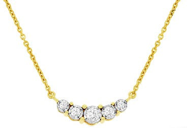 14 Karat Yellow Bar Diamond Necklace