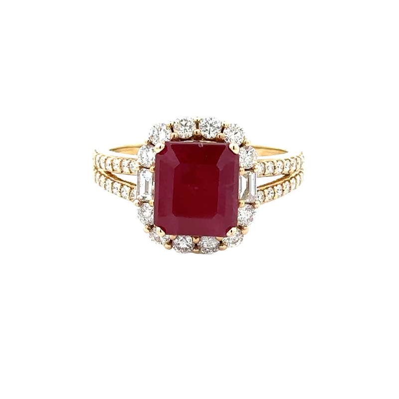 14 Karat Yellow Lady's Halo Gemstone Fasion Ring