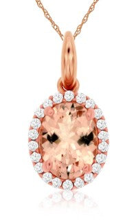 14 Karat Rosé Halo Gemstone Pendant