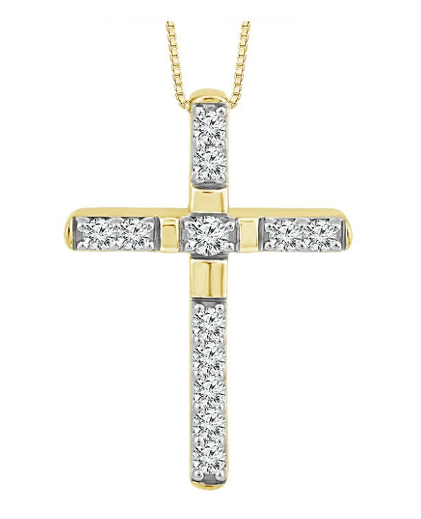 10 Karat Yellow Cross Diamond Pendant