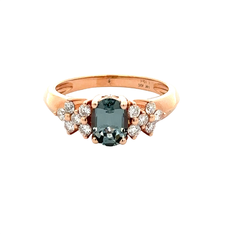 14 Karat Rosé Lady's 3 Stone Gemstone Fasion Ring