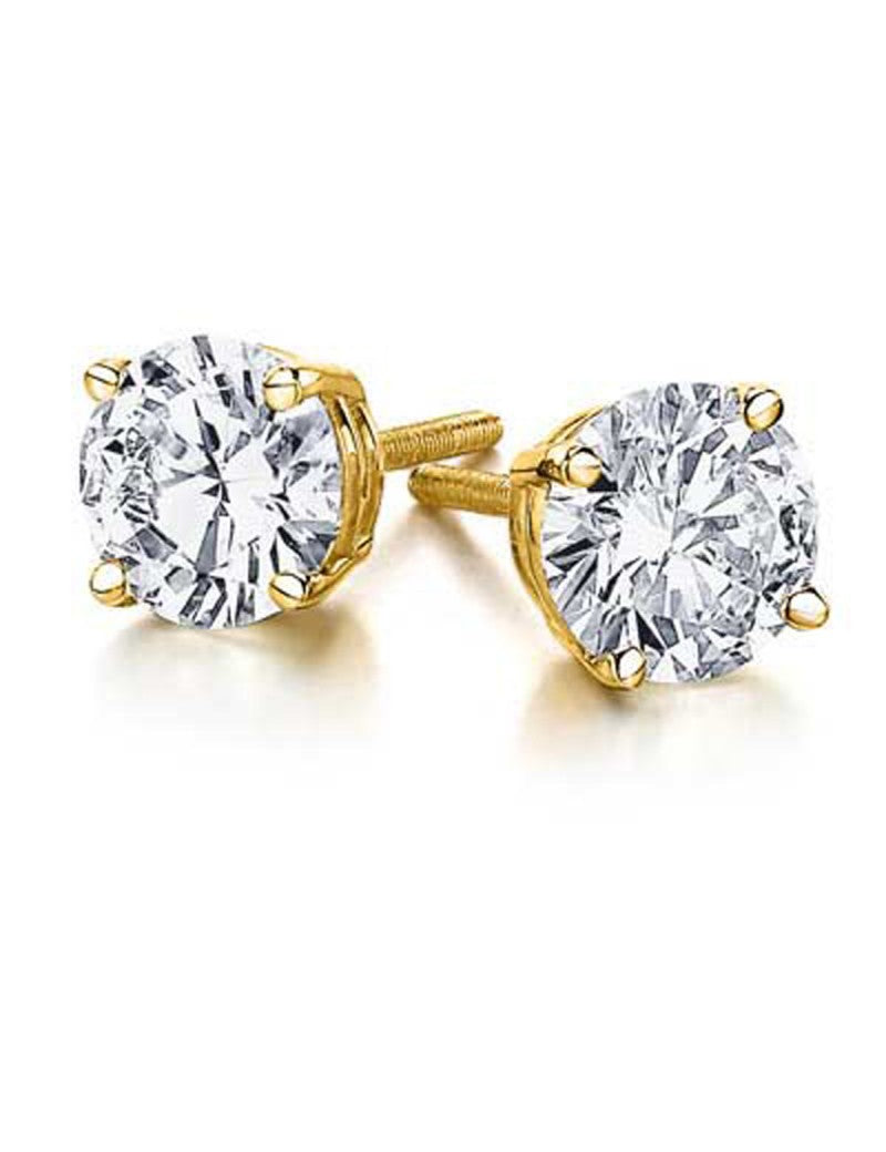 14 Karat Yellow 1.45ct Diamond Stud Earrings