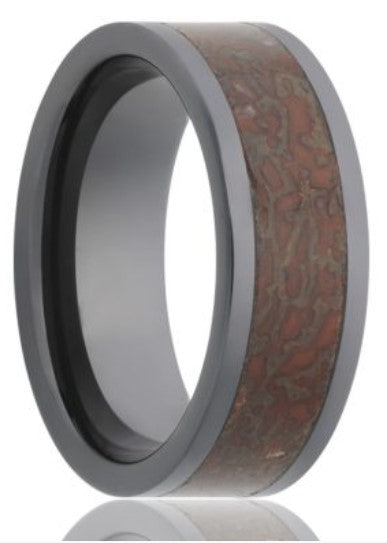 8mm Ceramic Flat Comfort Fit Wedding Band