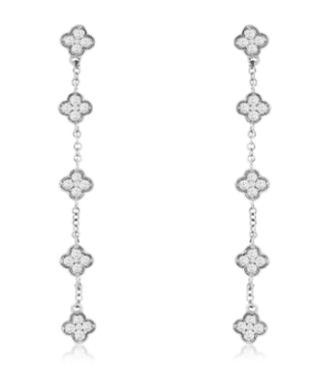 14 Karat White Dangle Diamond Earrings