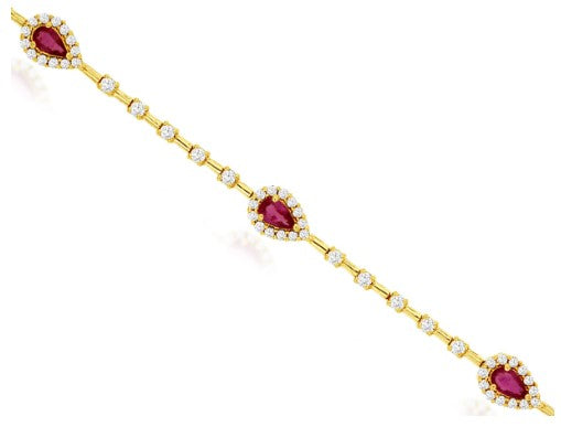 14 Karat Yellow Gemstone Tennis Bracelet