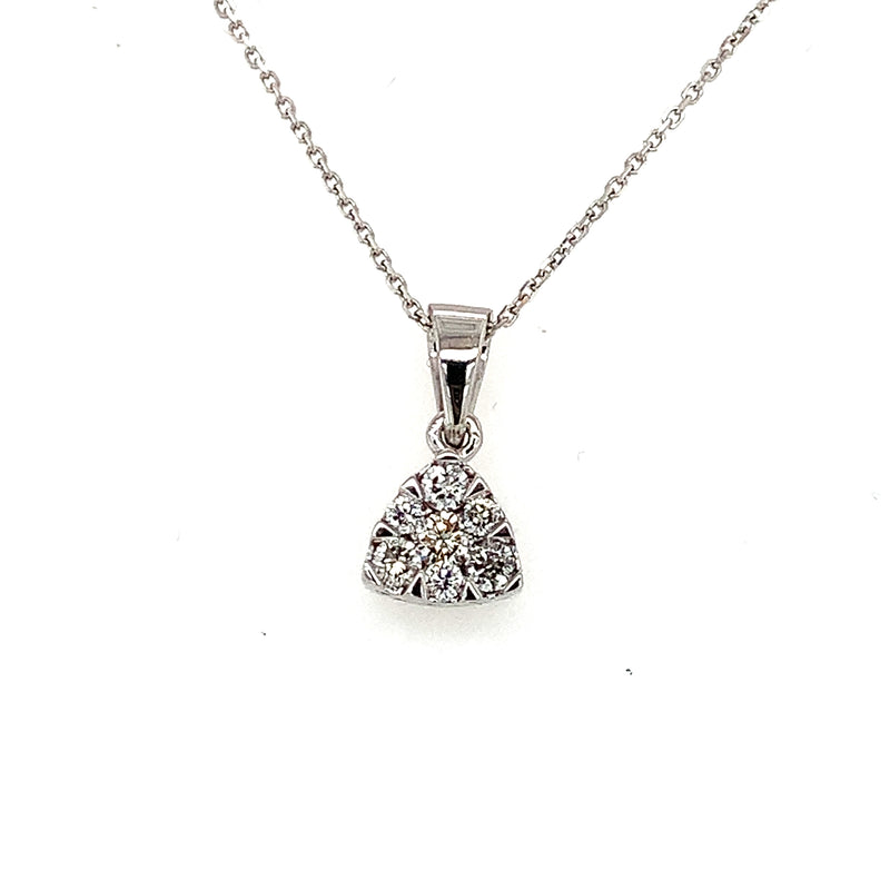 14 Karat White Cluster Diamond Pendant